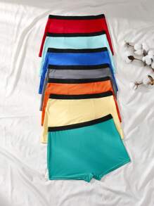 Set de 7 calzoncillos tipo bóxer de seda de leche de unicolor casual para adolescentes varones