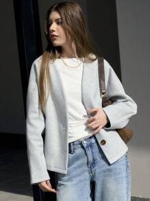 Jouncy Veste décontractée à manches longues avec boutons devant pour femme, pour un usage quotidien