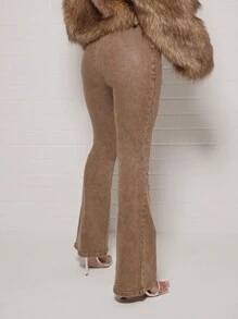 SUMWON WOMEN Designer Flared Jeans Y2K Style High Waist Bell Bottom Denim Pants Retro Waxed Finish Casual Fashion Statement Fall Winter