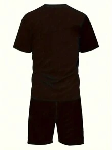 Manfinity Dauomo Men's Fashion Striped Print Set - Black - View 2