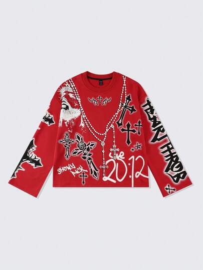Goth Sudadera con capucha holgada y de manga larga para hombre
