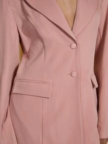 COSMINA Valentine's Day Padded Shoulder Pink Blazer Long Sleeve Jacket - Pink - View 7