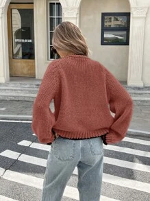 SHEIN Frenchy 女士纯色拼布前系带长袖简约休闲上衣，日常穿着