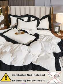 3 件套白色超柔软亲肤花卉蕾丝羽绒被套套装，1 个羽绒被套和 2 个枕套，可机洗 - 白色 - 查看 4