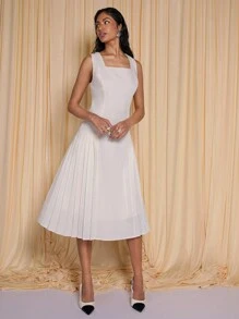 COSMINA White Women Long Casual Dress, Simple & Fashion, Suitable For Daily Wear - White - View 1