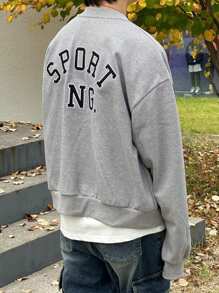 DAZY Springtime Letter Embroidery Grey Men's Sweatshirt Sweatshirt Summer - Grey - View 2