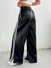 SHEIN EZwear Women's Summer Casual Minimalist Style Pants For Everyday Wear - Black - View 2