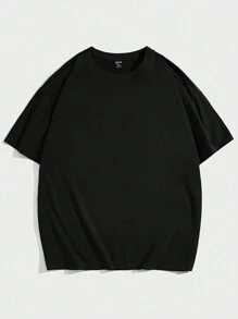 Manfinity VCAY Camiseta casual de manga corta y cuello redondo con estampado, uso diario, talla grande para hombres