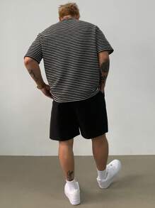 DAZY Men's Summer Striped T-Shirt & Shorts 2pcs Set - Grey - View 2