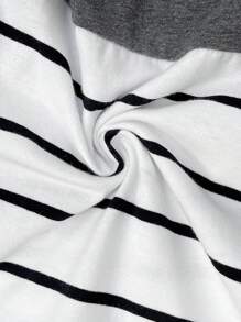 SHEIN 孕妇纯色拼布 V 领短袖休闲 T 恤 - 彩色 - 查看 5