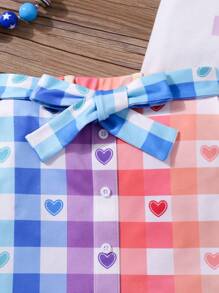 SHEIN Young Girl 2 Pieces Set: Knit Plain Cute Rabbit Graphic Round Neck Top And Woven Fitted Mini Skirt, Suitable For Easter, Baby Shower, Party, Birthday, Princess Girls Dress, School Clothes - White - View 7