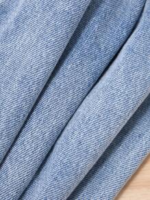 SHEIN Baby Girl Y2K Blue Front Snap Pockets Casual Loose Jeans , Kid Spring And Summer Casual Vacation Country Boho Wear, Beach For Kid Girls, Western Street Wear For Girl, Spring Break, Rave Festival Denim Pants - Light Wash - View 6