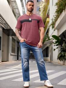 Manfinity NXTstreet Camiseta de manga corta ajustada casual de punto para hombre de talla grande