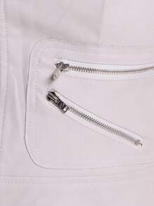 MUSERA High Neck Structured Faux Leather Racer Crop Top - Mustard Yellow - View 6