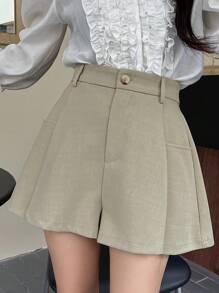 DAZY Pantalones cortos casuales de cintura elástica de unicolor, elegantes pantalones cortos de verano para mujer