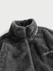 Manfinity VCAY Men's Korean Style Oversized Rabbit Fur Loose Long Sleeve Jacket - Grey - View 3