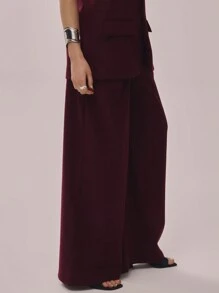 MUSERA Woven Tailored Wide Leg Suit Trousers Old Money Spring Elegant Spring Summer Cute
