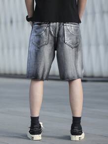 Claim Dot Men's Casual Denim Shorts, Simple & Fashionable For Everyday Wear - Grey - View 2