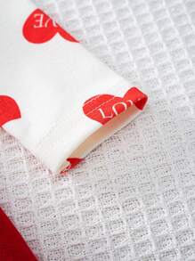 Cozy Pixies 女婴心形图案撞色针织柔软圆领长袖连衣裙，情人节 - 紅色 - 查看 5