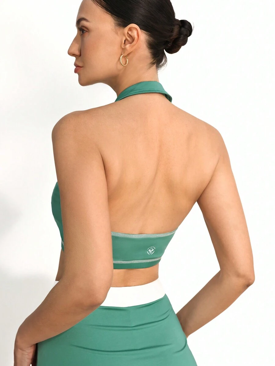 Activina Women's Simple Fashion Casual Sports Polo Shirt, For Everyday Wear, Backless Top - Green - View 1