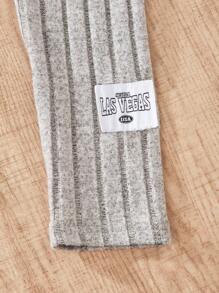 Teen Girl Long Sleeve Printed Hooded Top And Ribbed Pants 2 Pieces Set, Casual & Sweet - Apricot - View 6