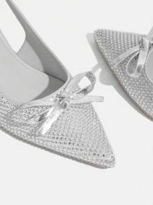 CUCCOO TILAWA Women's Silver Rhinestone Butterfly Pointed Toe High Heel Shoes, Elegant Minimalist Design, Suitable For Spring Casual Wear, Commuting, Formal Events Spring Shoes Spring Break Easter Prom Heels - Grey - View 4