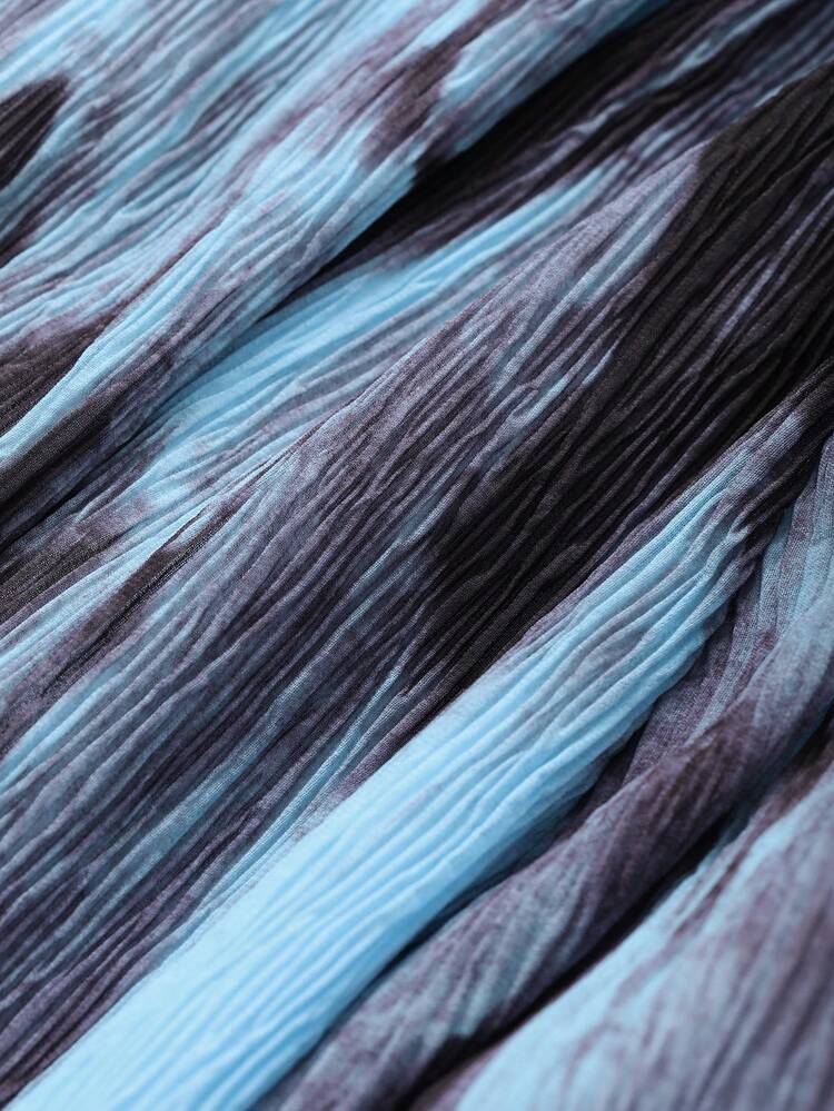 High Waist Retro Tie-Dye Print Vacation Style Flared A-Line Skirt For Women