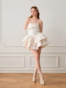 CUCCOO HITCHD Women's Luxury Pearly Chain Decor Square Toe Chunky Heel High Platform Elegant Suede Dress Shoes, Champagne Color, Fashion High Heels For Wedding Party, Prom, Evening