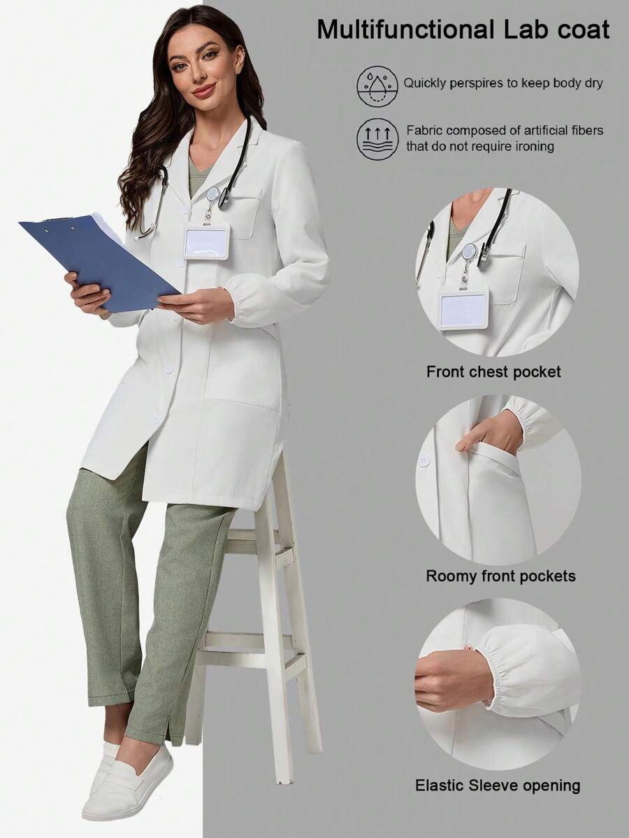 Scrubzie 1 件女士抗皱长款实验室外套/护士服
