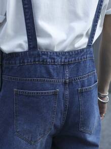 Manfinity Homme Plus Size Men's Denim Bib Overall & Pants Set - Medium Wash - View 8