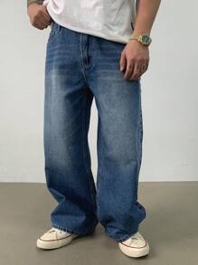 DAZY Men's Front Button Pocket Simple Denim Jeans, Casual Everyday Wear - Blue - View 5