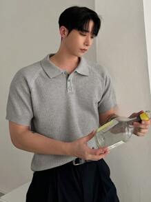 DAZY Men's Plain Basic Knitted Sweater For Summer - Light Grey - View 5