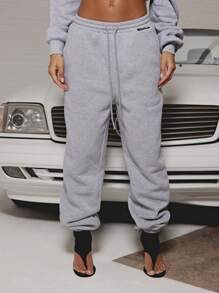 SUMWON WOMEN 宽松水洗卷边运动裤 - 淺灰色 - 查看 1