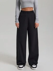 EURMUSE 女式纯色平角裤腰细节裤