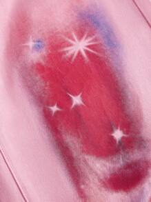 SHEIN MOD 女式前扣口袋印花休闲牛仔裤 - 粉色 - 查看 4