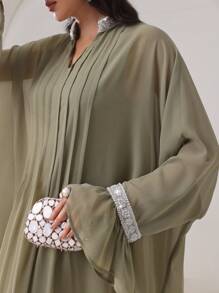 Al Najma Elegant & Modest Chiffon Ruffle Sleeve Dress For Women, Arabian Dresses