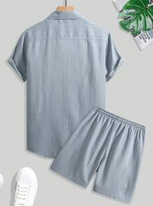 Manfinity RSRT Men's Solid Color Casual Short Sleeve Shirt & Shorts Set