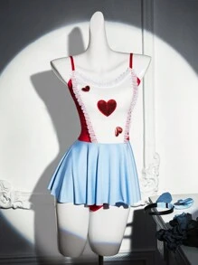 3 件套爱丽丝梦游仙境角色扮演服装，可爱性感卡通女式派对礼服 - 彩色 - 查看 6