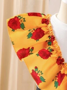 Set de 2 piezas de Top sin mangas de cuello redondo y falda minimalista para niña preadolescente - Amarillo - Ver 4