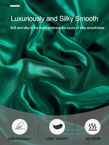 2/3pcs Set High-End Deep Green Silky Satin Bedding Set, Soft & Breathable, Wrinkle-Resistant, Promotes Better Sleep, Luxury Hotel Style, Gift For Parents & Friends, Includes: Duvet Cover*1, Pillowcase*1/2, Available In Sizes: Super King, King, Queen, Twin, Satin Bedding Set, Dorm Bedding, Back To School - Dark Green - View 5