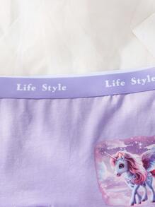 Comfortable Cotton Unicorn Print Boyshort Brief Underwear For Girls