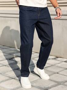 EGENSIO 男士前扣口袋简约牛仔裤，休闲日常穿着