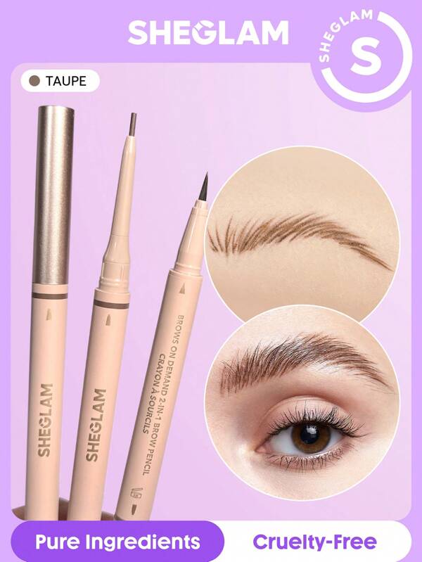 SHEGLAM Brows On Demand 2-In-1 Brow Pencil-Taupe Waterproof Liquid Eyebrow Pen Sweat-Proof Anti-Oil Natural Brow Filling Outlining Eyebrow Cream Gel Makeup Christmas Eyebrow Graduation Birthday Holiday Summer Fall Autumn Y2K Fancy Fashion Women Makeup Cosmetic Party Beach Travel Camping Outdoors School Campus Trip Festivals Decor Gift Present Rose Girl Cosplay Best Color Charm Vibe