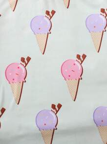 SHEIN Leap Crew 4pcs Tween Girls Set: Round Neck Short Sleeve T-Shirt & Leggings Pajama Set - Mint Green - View 4