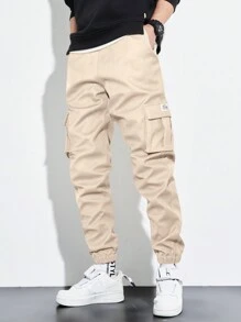 Manfinity Hypemode 2pcs Loose Fit Men Cargo Pants With Patch Detail - Black - View 6