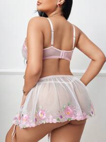 3pcs Plus Size Sexy Lingerie Set For Valentine's Day - Pink - View 2