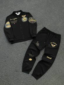 Aesthetic Post--Men's Long Sleeve Printed Jacket And Pants Set - Black - View 2