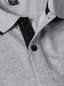 Manfinity Homme Men's Casual Contrast Trim Short Sleeve Polo Shirt With Pocket