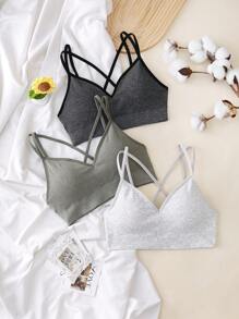 Shein Underwear&Sleepwear Basics Set de 3 piezas de ropa interior cómoda y sin costuras para niñas adolescentes
