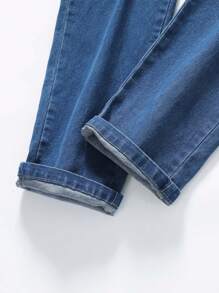 SHEIN 青少年男孩松紧腰抽绳百搭简约百搭休闲舒适弹力修身浅灰色牛仔裤